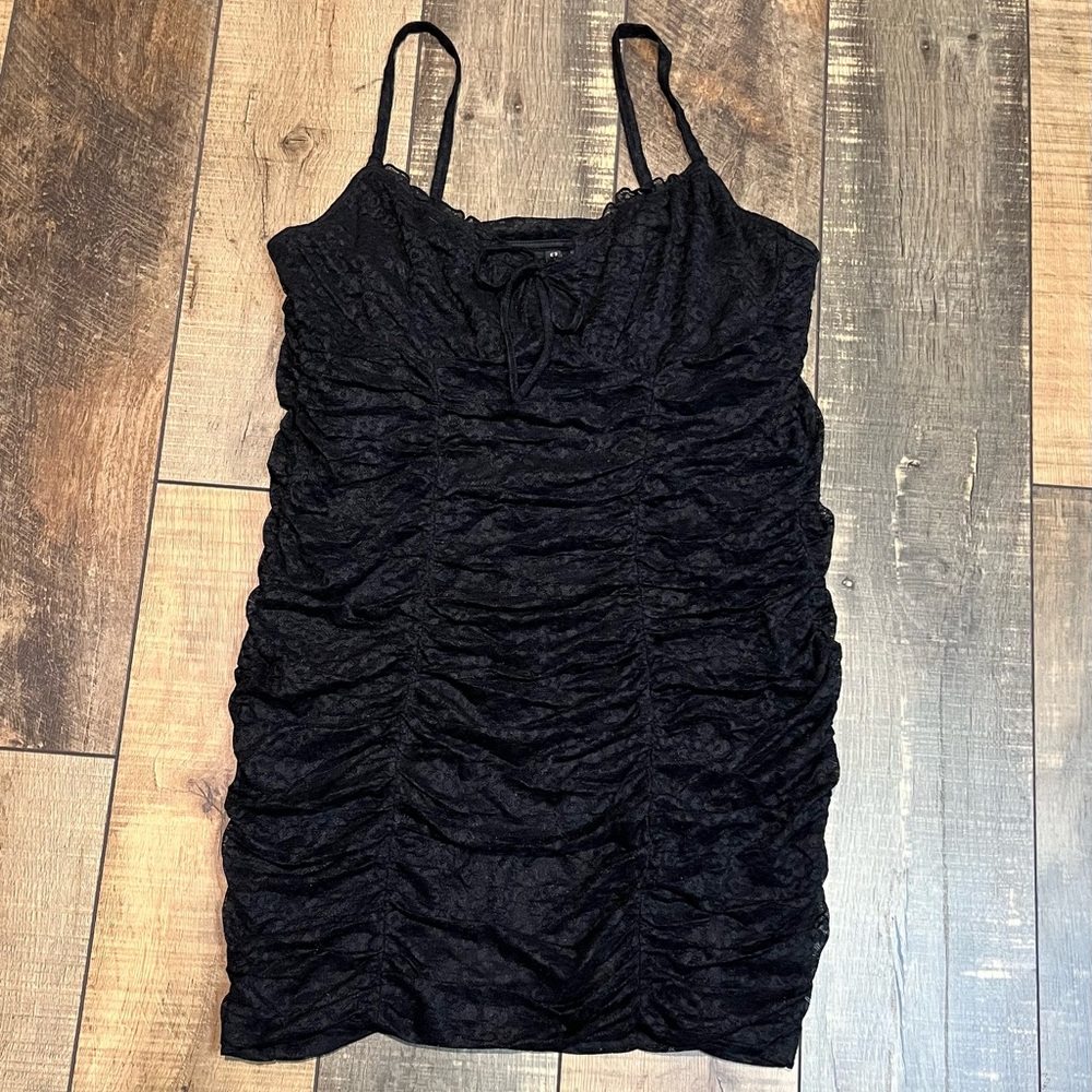 H&M Black Cinched Lace Mini Dress